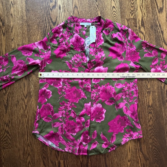 NWT Floral Pink and Green Women's blouse - Picture 5 of 13